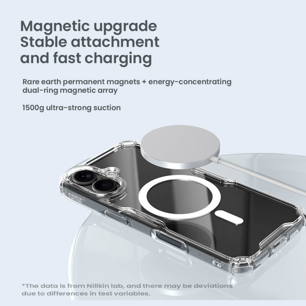 NILLKIN θήκη Nature TPU Pro Magnetic για iPhone 16, διάφανη-μπλε