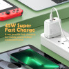 LDNIO φορτιστής τοίχου A2526C με καλώδιο, USB & USB-C, 45W PD, λευκός