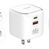 LDNIO φορτιστής τοίχου Q2617 με καλώδιο USB-C, EU/UK/US βύσμα, USB/USB-C, 65W, GaN, λευκός