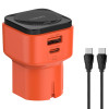 LDNIO φορτιστής τοίχου Q2420 με καλώδιο, USB/USB-C, 45W, universal πρίζα, πορτοκαλί