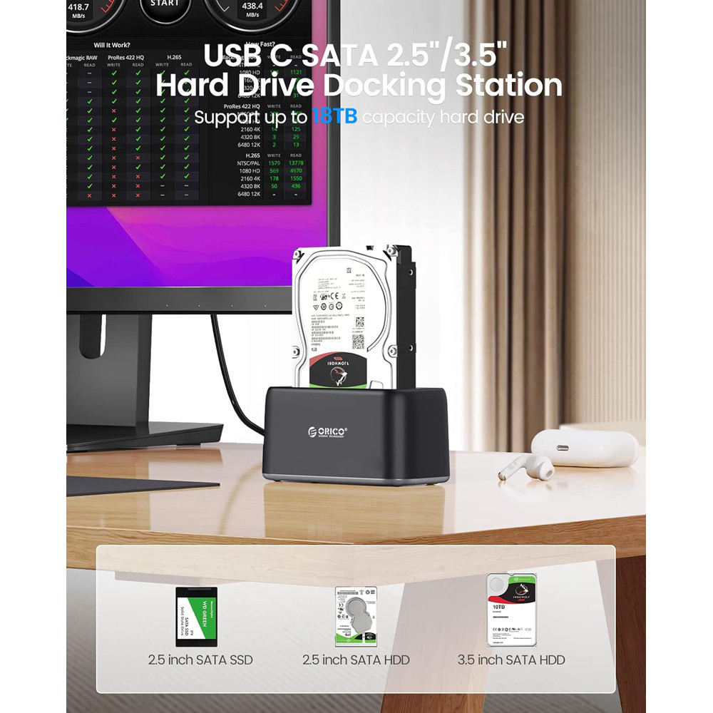 ORICO docking station για 2.5" ή 3.5" SATA HDD/SSD 6819C3-V1, 5Gbps, μαύρο