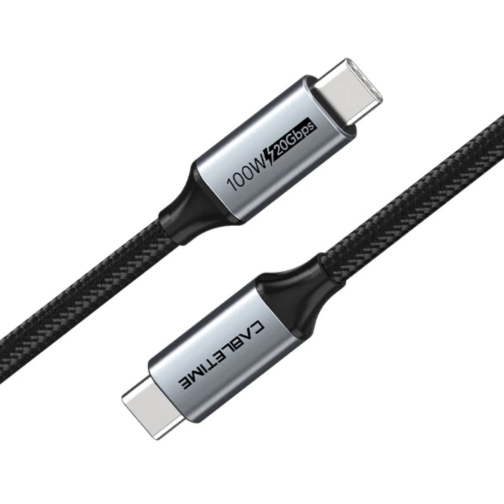 CABLETIME καλώδιο USB-C CT-C160-PU31-CMCM2, USB 3.2, 100W, 20Gbps, 4K, 1.5m, μαύρο