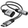 GOOBAY αντάπτορας USB-C σε 3.5mm & USB-C 74524, 60W, 480Mbps, γκρι