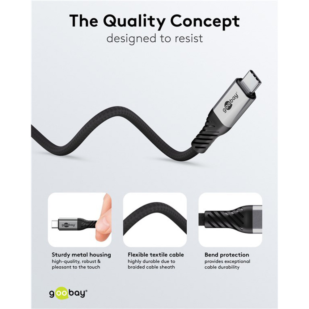 GOOBAY καλώδιο USB-C 74776, USB4, 240W, 80Gbps, 16K/60Hz, 1.5m, μαύρο