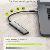 GOOBAY USB hub 76563, 4x θυρών, USB 3.2, 5Gbps, USB-C σύνδεση, γκρι