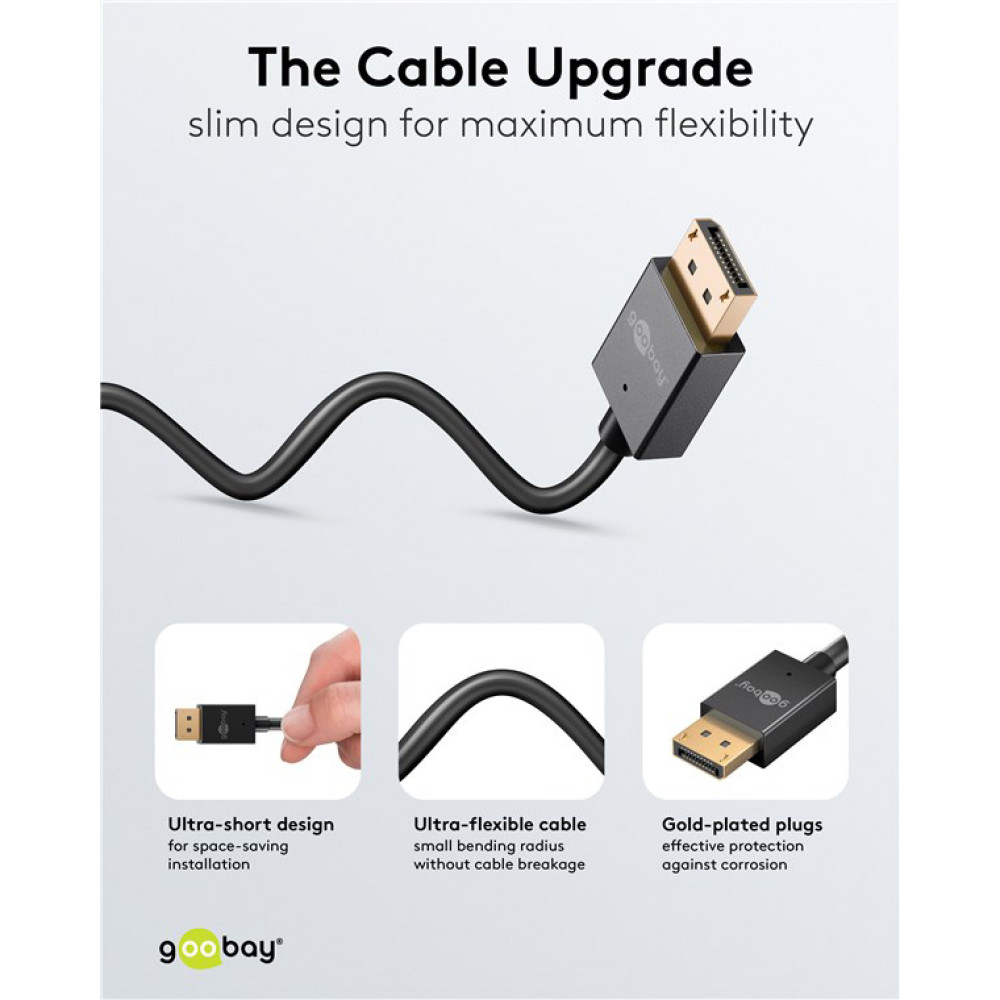 GOOBAY καλώδιο DisplayPort 77443, 8K/120Hz, 40 Gbps, 2m, μαύρο