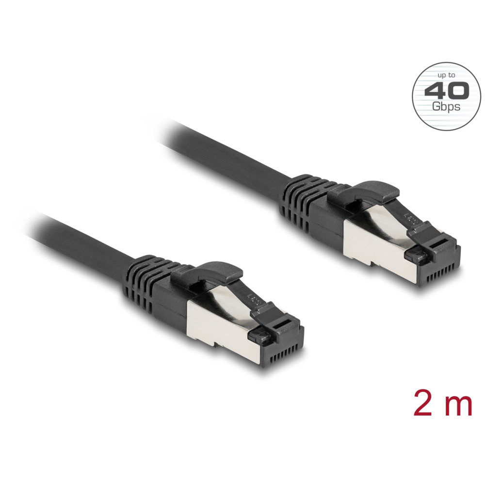 DELOCK καλώδιο δικτύου 80572, CAT 8.1 S/FTP, copper, 2000MHz, 2m, μαύρο