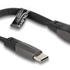 DELOCK καλώδιο USB-C 80750, 60W, flat, γωνιακό, 480 Mbps, 14cm, μαύρο