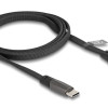 DELOCK καλώδιο USB-C 80751, 60W, flat, γωνιακό, 480 Mbps, 1m, μαύρο