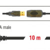 DELOCK καλώδιο USB 2.0 αρσενικό σε θηλυκό 82446, active, 10m, μαύρο