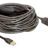 DELOCK καλώδιο USB 2.0 αρσενικό σε θηλυκό 82689, active, 15m, μαύρο