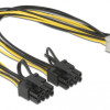 DELOCK καλώδιο PCIe 6pin σε 2x 8pin 83433, 30cm