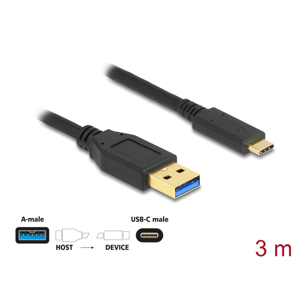 DELOCK καλώδιο USB-C σε USB 84006, 10Gbps, 3m, μαύρο