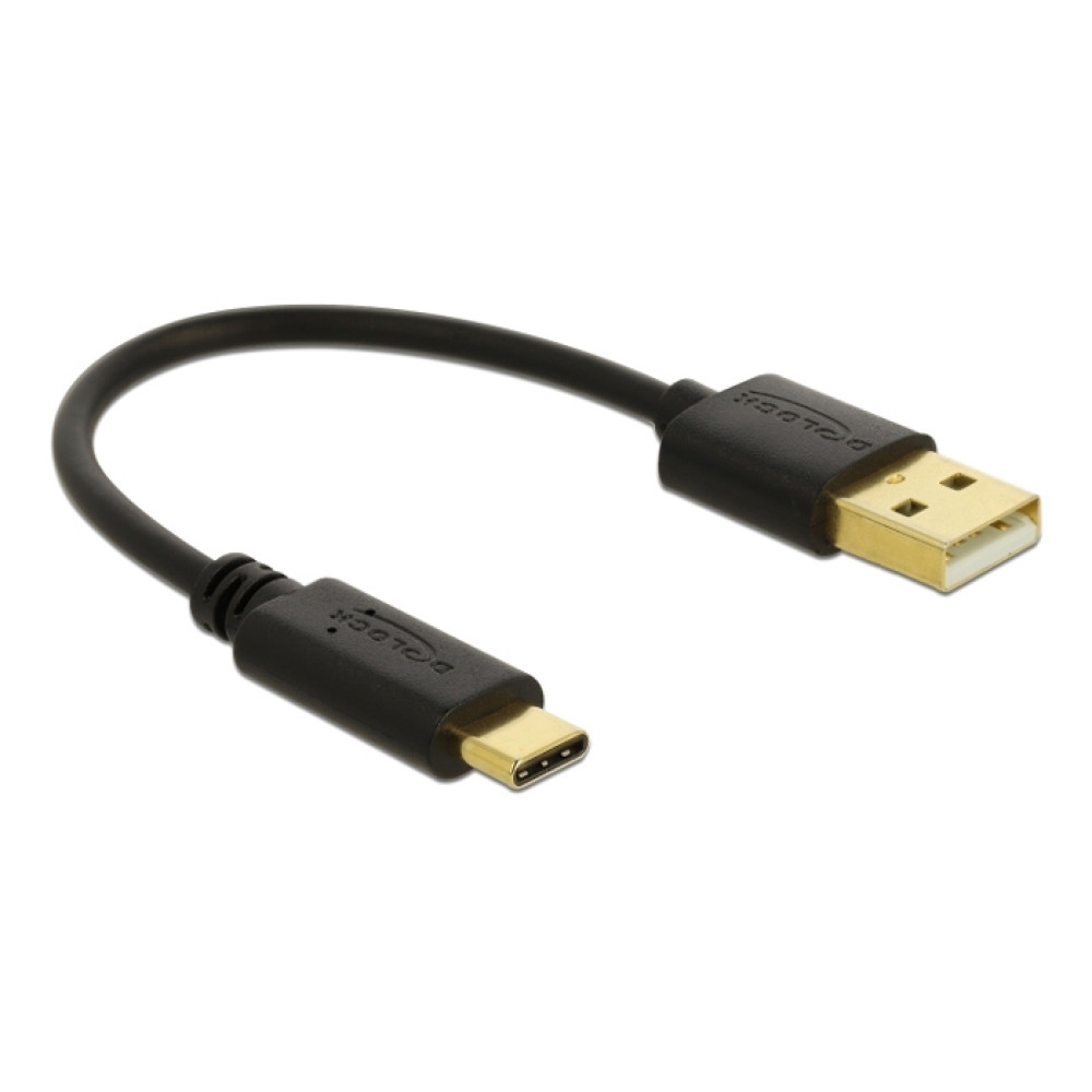DELOCK καλώδιο USB σε USB-C 85354, 3A, 22AWG, 0.15m, μαύρο