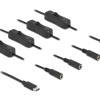 DELOCK καλώδιο USB Type-C σε 4x DC 5.5 x 2.1mm 86802, 1m, μαύρο