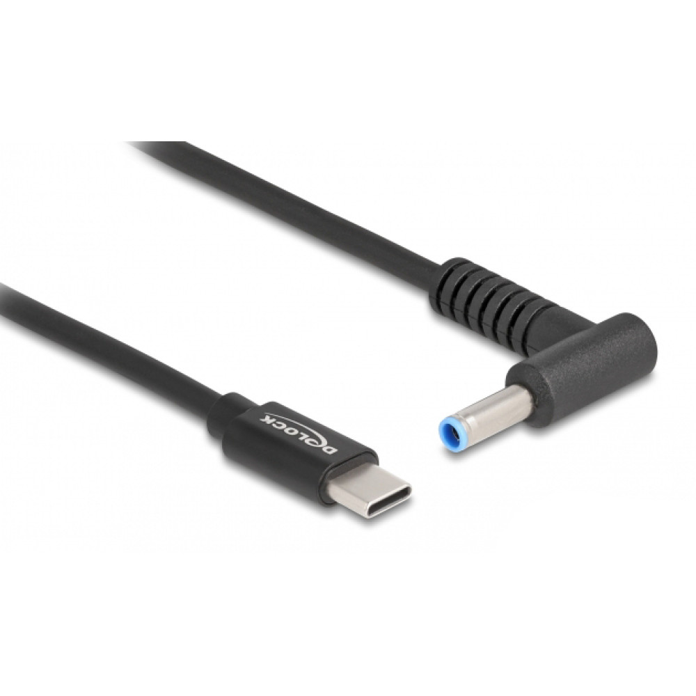 DELOCK καλώδιο τροφοδοσίας laptop 87971, USB-C σε HP 4.5x3.0mm, 1.5m, μαύρο