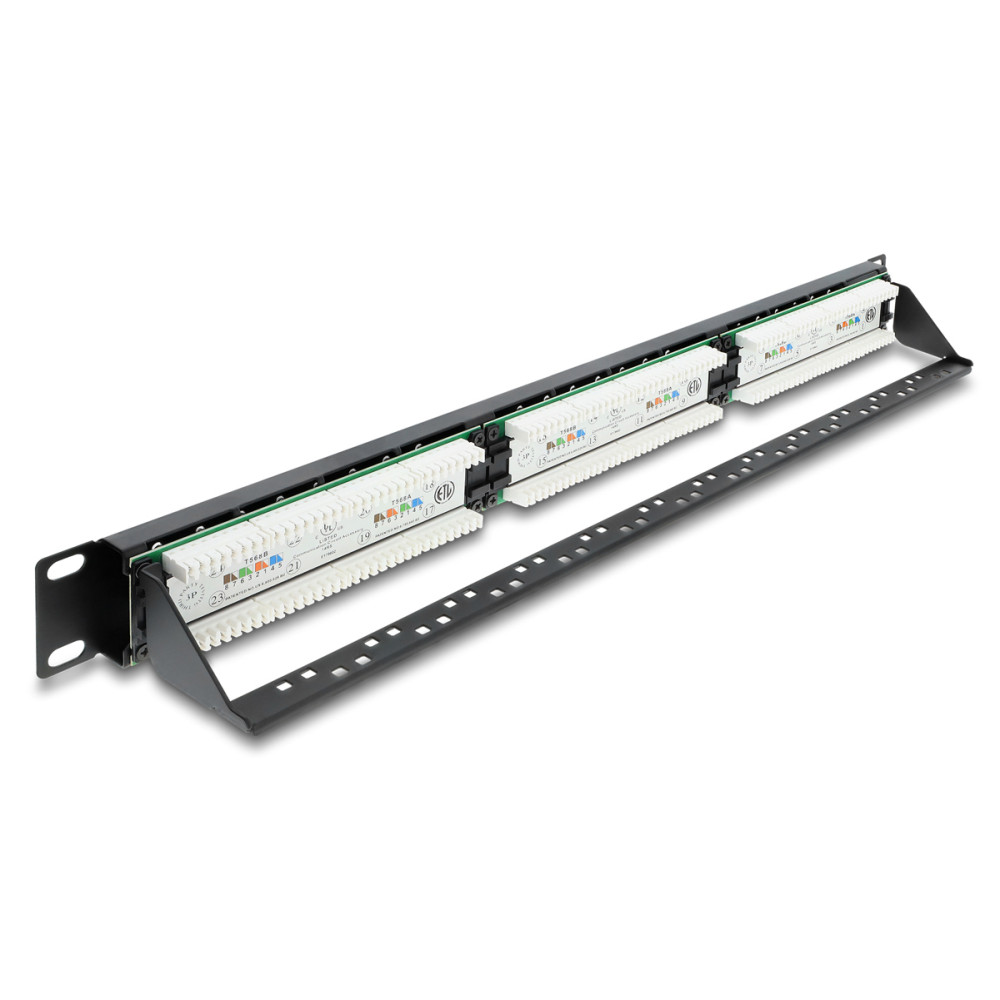 DELOCK patch panel 91087 για rack 19", 1U, 24 θυρών, CAT 6 UTP, με LED, μαύρο