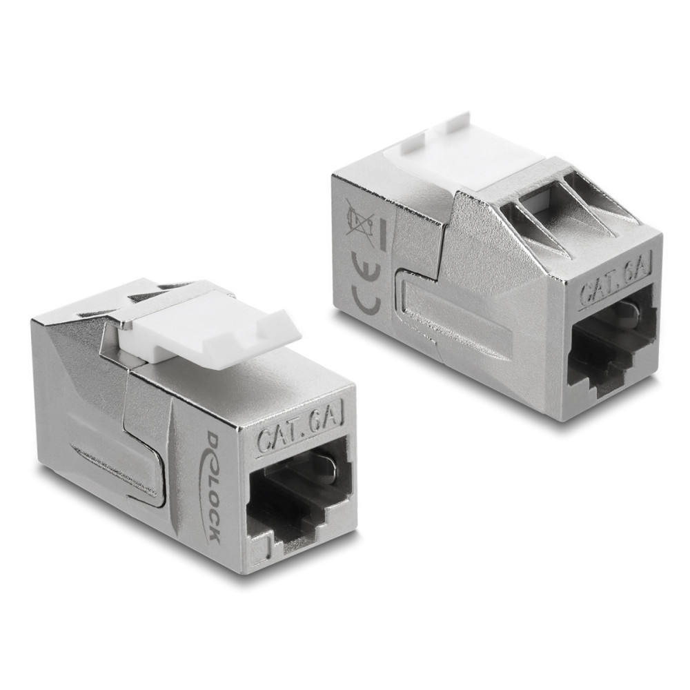 DELOCK Keystone module RJ45 91122, θηλυκό σε θηλυκό, Cat 6A STP, ασημί