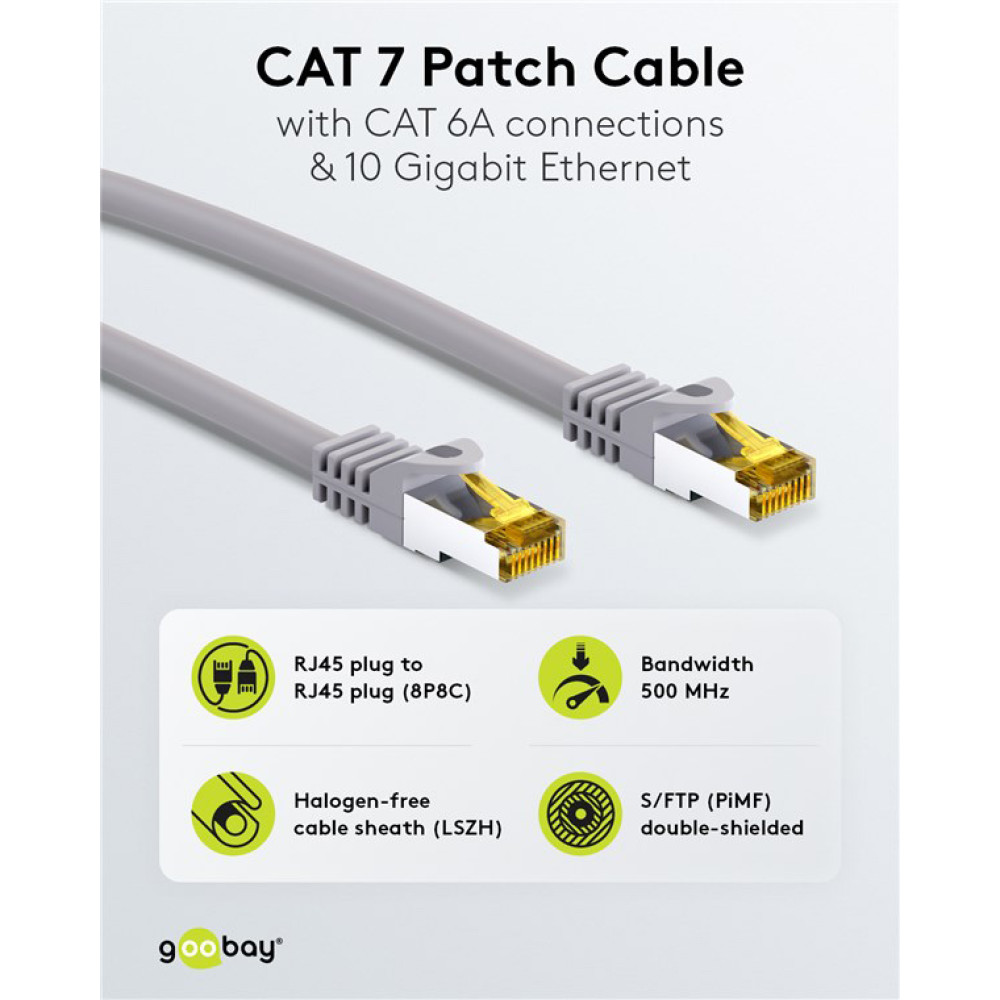 GOOBAY καλώδιο δικτύου 91621, CAT 7 S/FTP, copper, 500MHz, 5m, γκρι