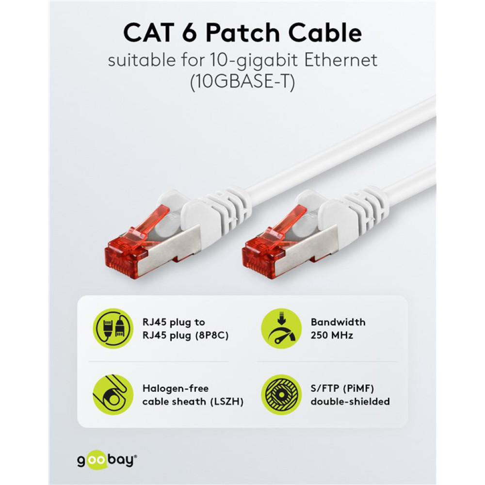 GOOBAY καλώδιο δικτύου 93507, CAT 6 S/FTP, copper, 250MHz, 3m, λευκό