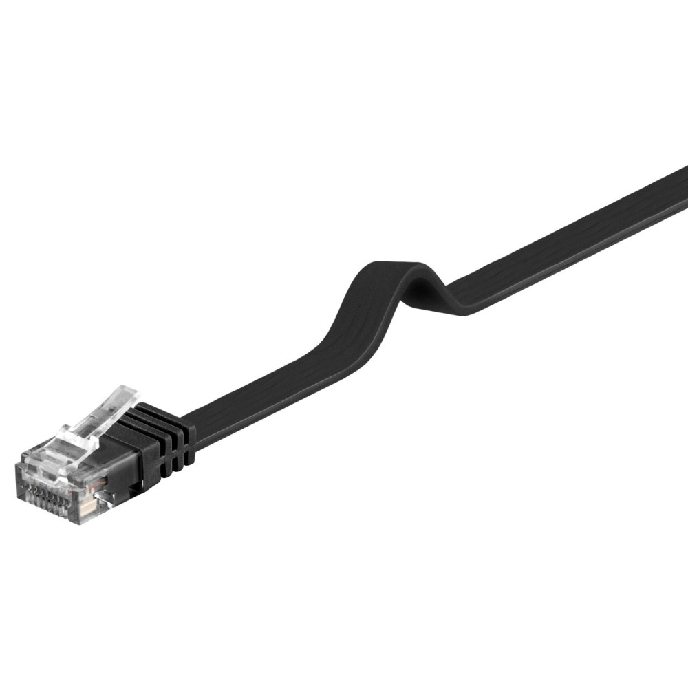 GOOBAY καλώδιο δικτύου 95381, CAT 6 U/UTP, flat, copper, 10m, μαύρο