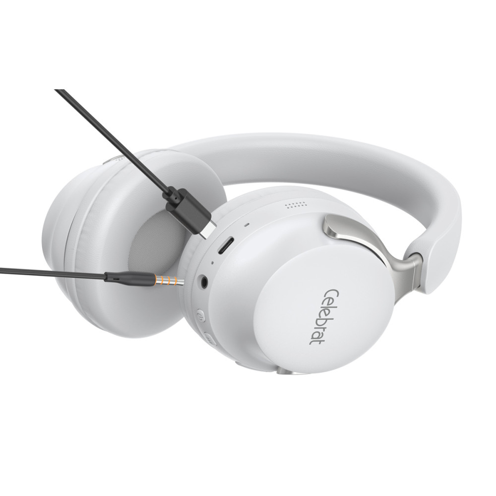 CELEBRAT headphones A40, ασύρματα & ενσύρματα, 40mm, 250mAh, λευκά