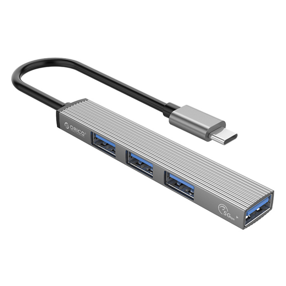 ORICO USB hub AH-13, 4x θυρών, USB 3.0, 5Gbps, USB-C σύνδεση, γκρι