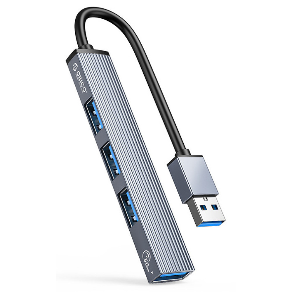 ORICO USB hub AH-A13, 4x θυρών, USB 3.0, 5Gbps, USB σύνδεση, γκρι
