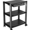 BRATECK ραφιέρα δαπέδου AMS-5L με ροδάκια, 3 ράφια, 50x33x63.5cm, έως 10kg, μαύρη