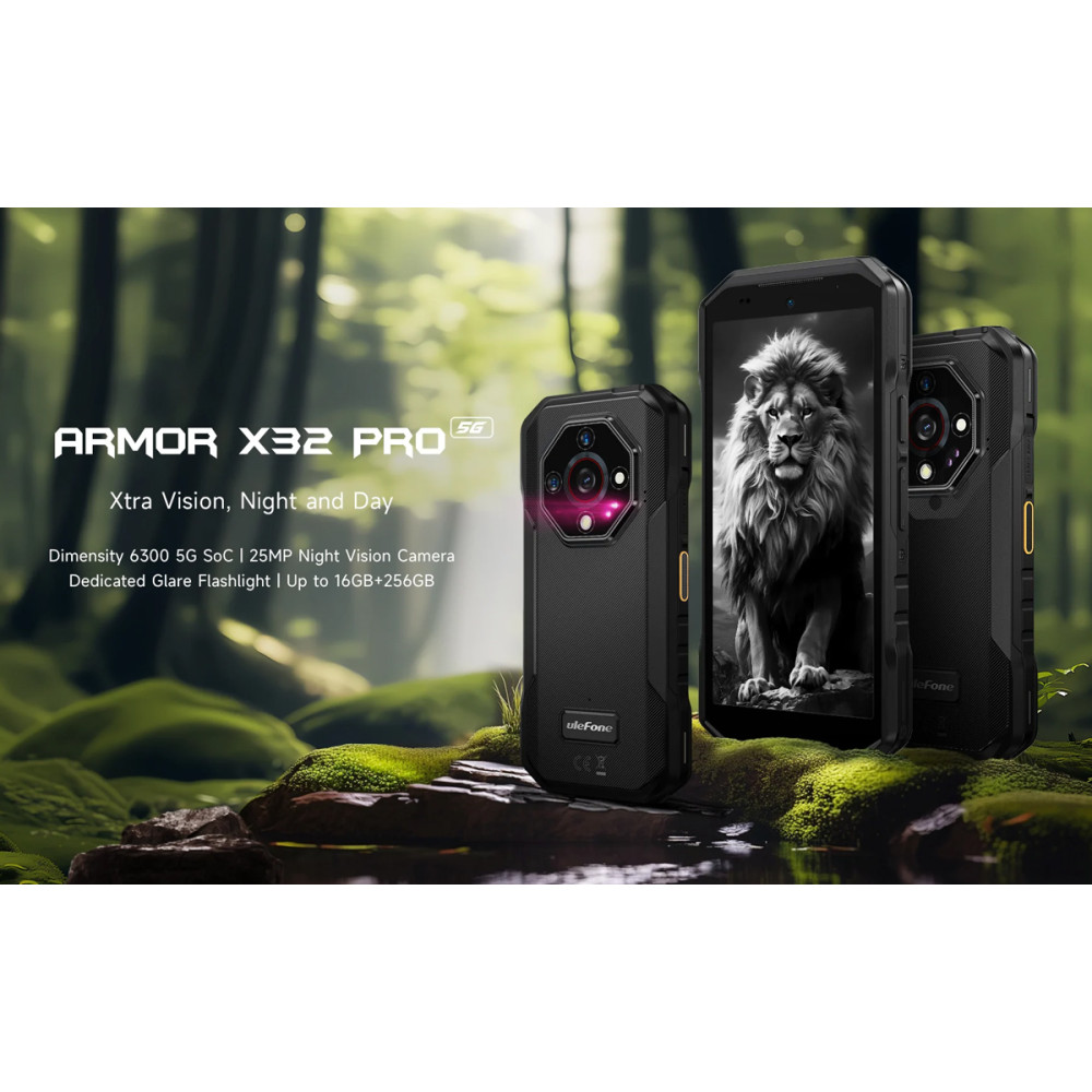 ULEFONE smartphone Armor X32 Pro, 5.65", 8/256GB, 5G, 5500mAh, IP68/IP69K, μαύρο