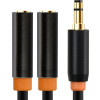 CABLETIME καλώδιο ήχου 3.5mm σε 2x 3.5mm CT-AV309-P12G, 20cm, μαύρο