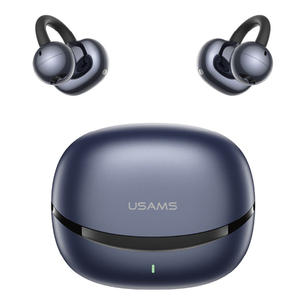 USAMS earphones με θήκη φόρτισης Echo R03, OWS, Φ11mm, 40/300mAh, μπλε
