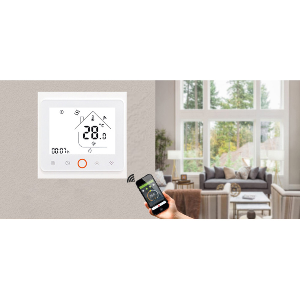 Smart θερμοστάτης αερίου BHT-002-GCLWDB, dual band WiFi, χωνευτός, λευκός