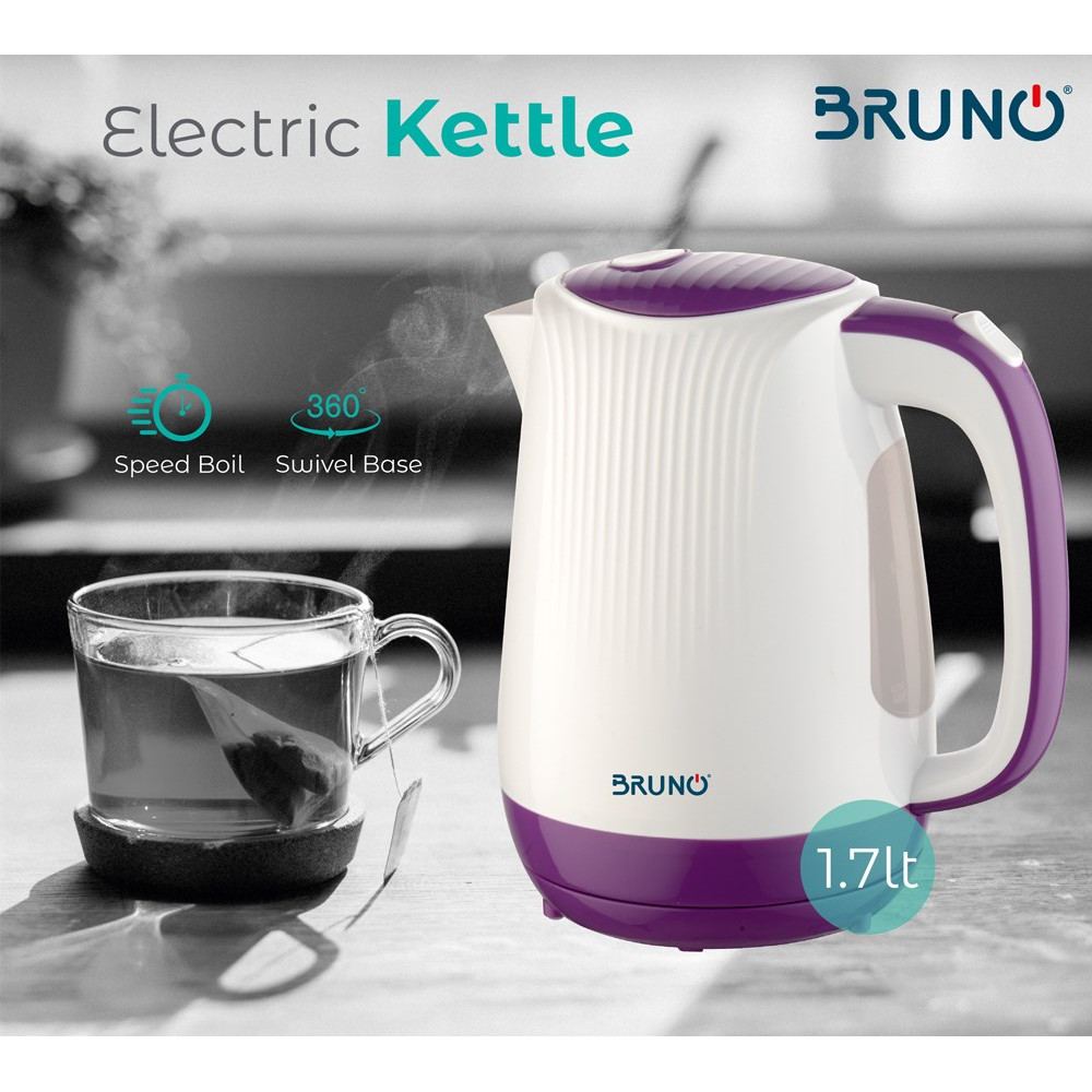 BRUNO ηλεκτρικός βραστήρας BRN-0001, 2200w, 1.7lt, βάση 360°, LED
