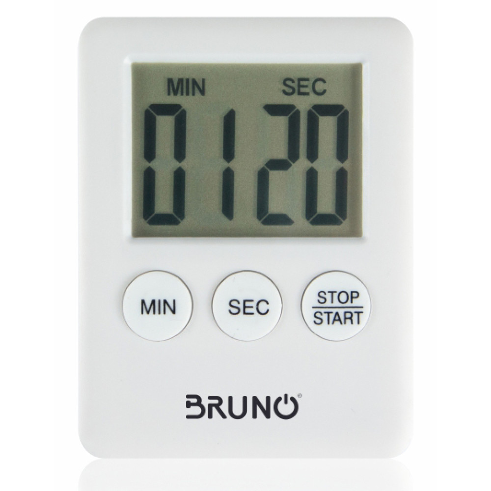 BRUNO χρονόμετρο & αντίστροφη μέτρηση BRN-0063, LCD, με μαγνήτη, λευκό