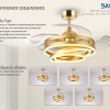 BRUNO ανεμιστήρας οροφής με LED φως BRN-0225, AC 122W, 42", Φ107x58εκ., χρυσός