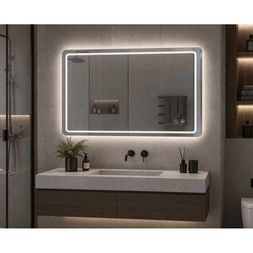 BRUNO καθρέφτης μπάνιου LED BRN-0285, οριζόντιος & κάθετος, 24W, 60x80cm, IP67