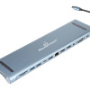 POWERTECH docking station BYL-2003U2, 12 θυρών, βάση laptop, USB-C, γκρι