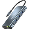 POWERTECH docking station BYL-2311 8 θυρών, USB-C σύνδεση, 100W PD, γκρι