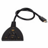 POWERTECH HDMI Switch CAB-H077, 3 σε 1, 4K, 0.50m, μαύρο