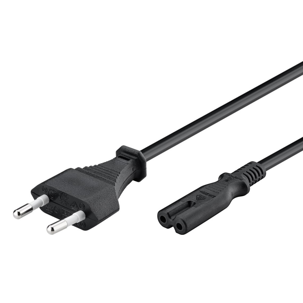 POWERTECH καλώδιο τροφοδοσίας CAB-P021 2pin, copper, 1.5m, μαύρο, 5τμχ