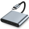 POWERTECH docking station CAB-UC083, 2 θυρών HDMI, USB-C, 4K, γκρι