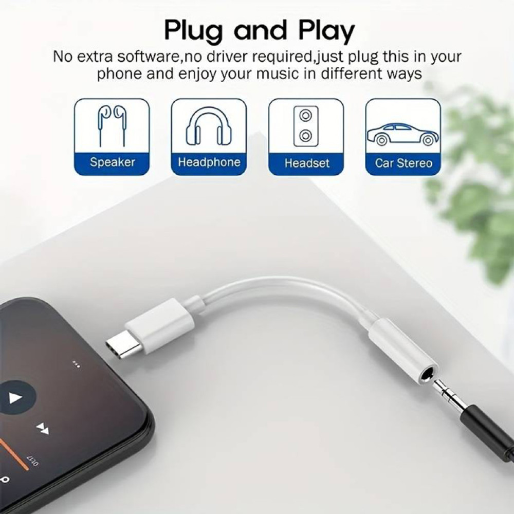 POWERTECH αντάπτορας USB-C σε 3.5mm CAB-UC088, λευκός