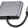 POWERTECH docking station CAB-UC101, 4 θυρών, USB-C, 4K, 100W, γκρι
