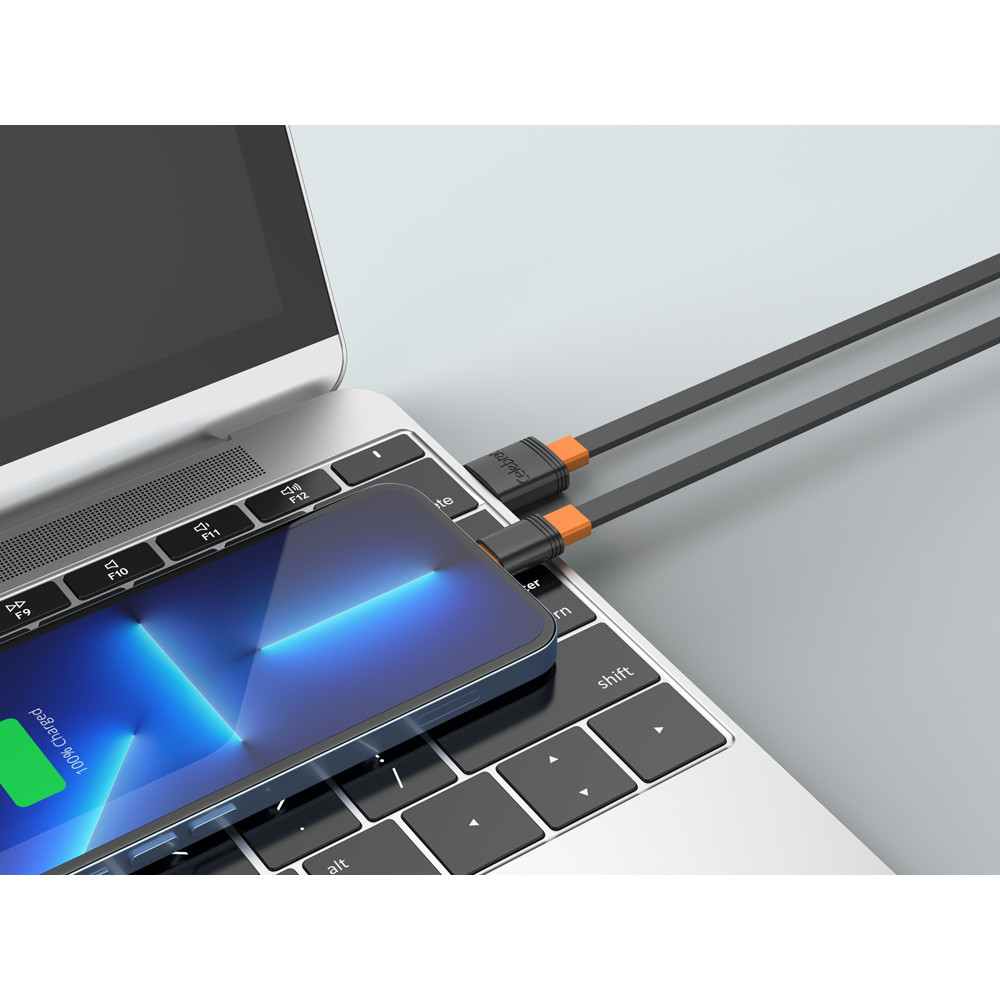 CELEBRAT καλώδιο USB-C σε USB CB-33C, flat, 3A, 1m, μαύρο
