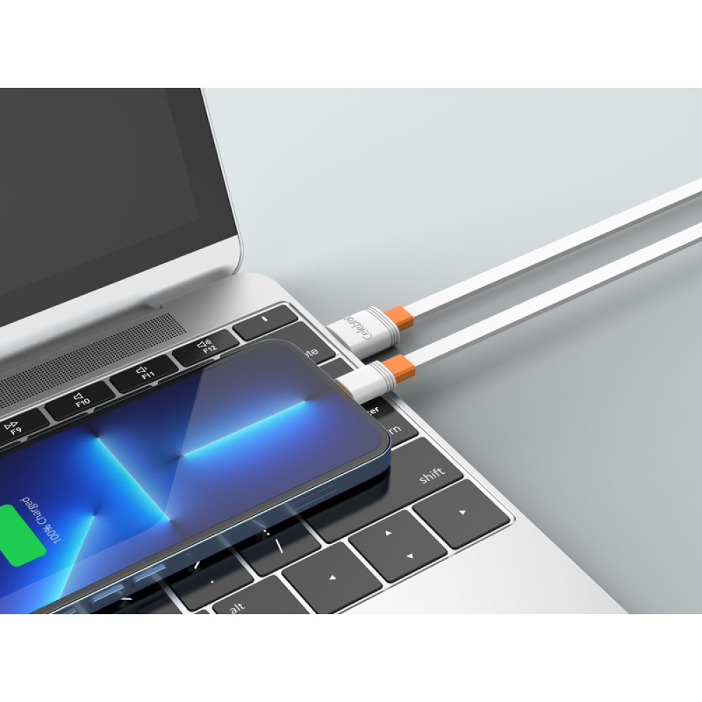 CELEBRAT καλώδιο micro USB σε USB CB-33M, flat, 2.1A, 1m, λευκό