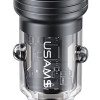 USAMS φορτιστής αυτοκινήτου US-CC175, USB & USB-C, 45W, QC & PD, μαύρος