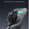 USAMS φορτιστής τοίχου CC263, USB & USB-C, 30W, GaN, μαύρος