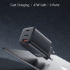 USAMS φορτιστής τοίχου CC265, USB & 2x USB-C, 67W, GaN, λευκός