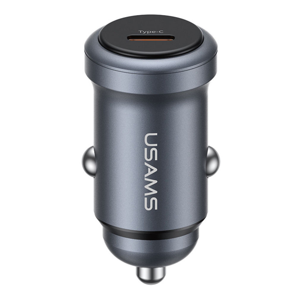 USAMS φορτιστής αυτοκινήτου CC321, USB-C, 30W, γκρι